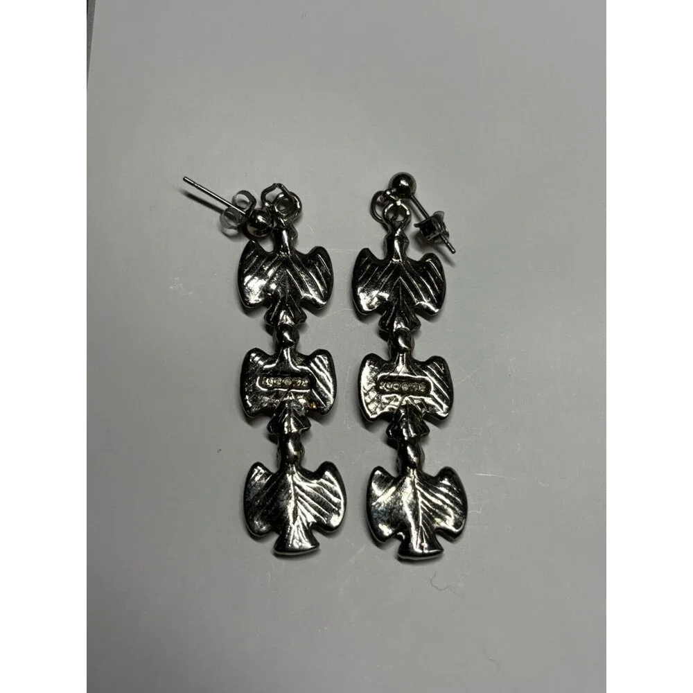 Triple Thunderbird Stacked Navajo Earrings Dangle Native Sterling 925